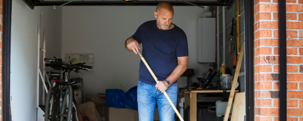 Someone cleaning their garage